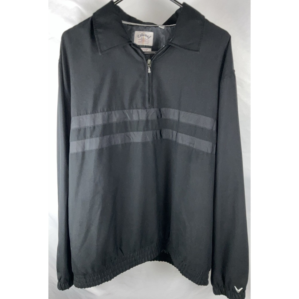 Callaway Golf Sport Mens Large Black Quarter‎ Zip Pullover Windshirt Outerwear